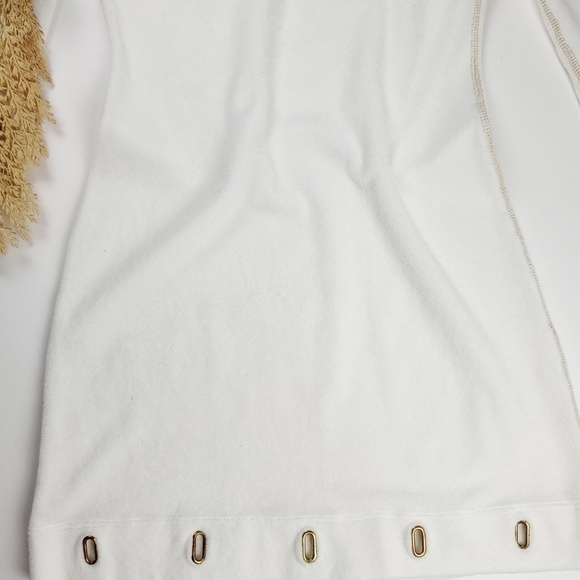 Boston Proper White Fleece Dress Gold Eyelets XXS - Picture 3 of 15